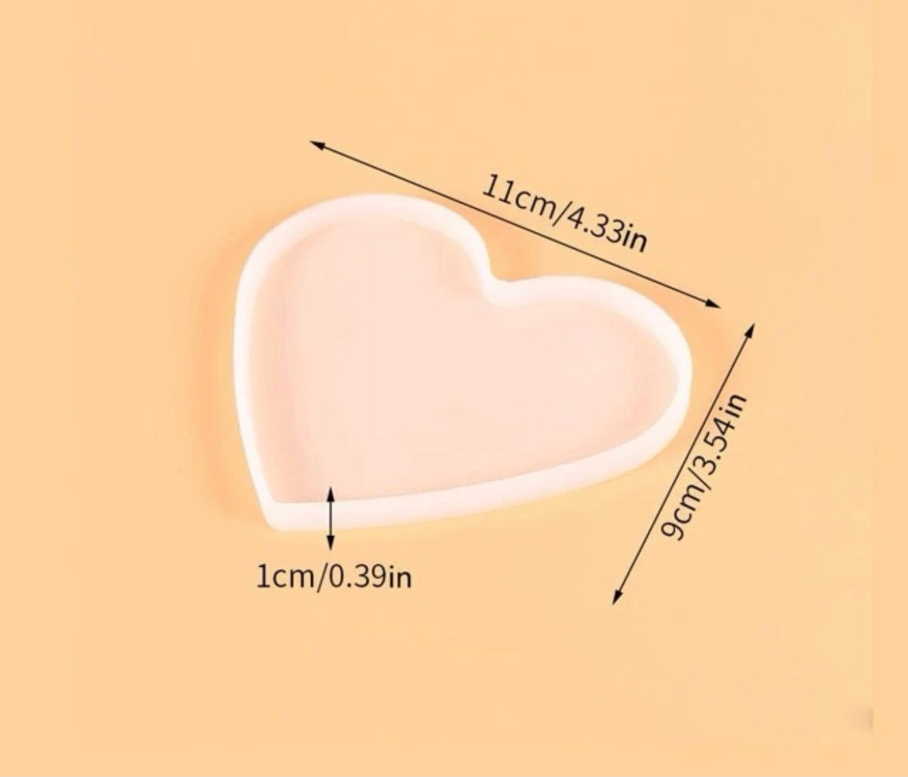 Molde de silicon bandeja mediana corazón plana