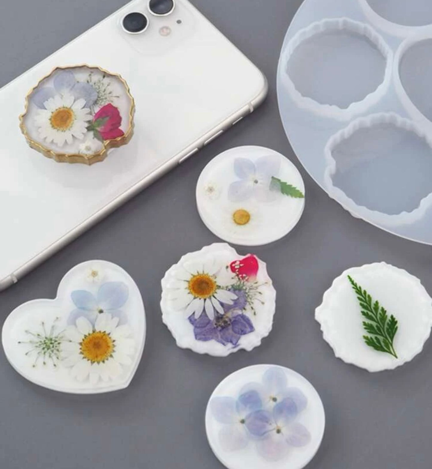 Molde de silicon apliques pop socket 7 cavidades