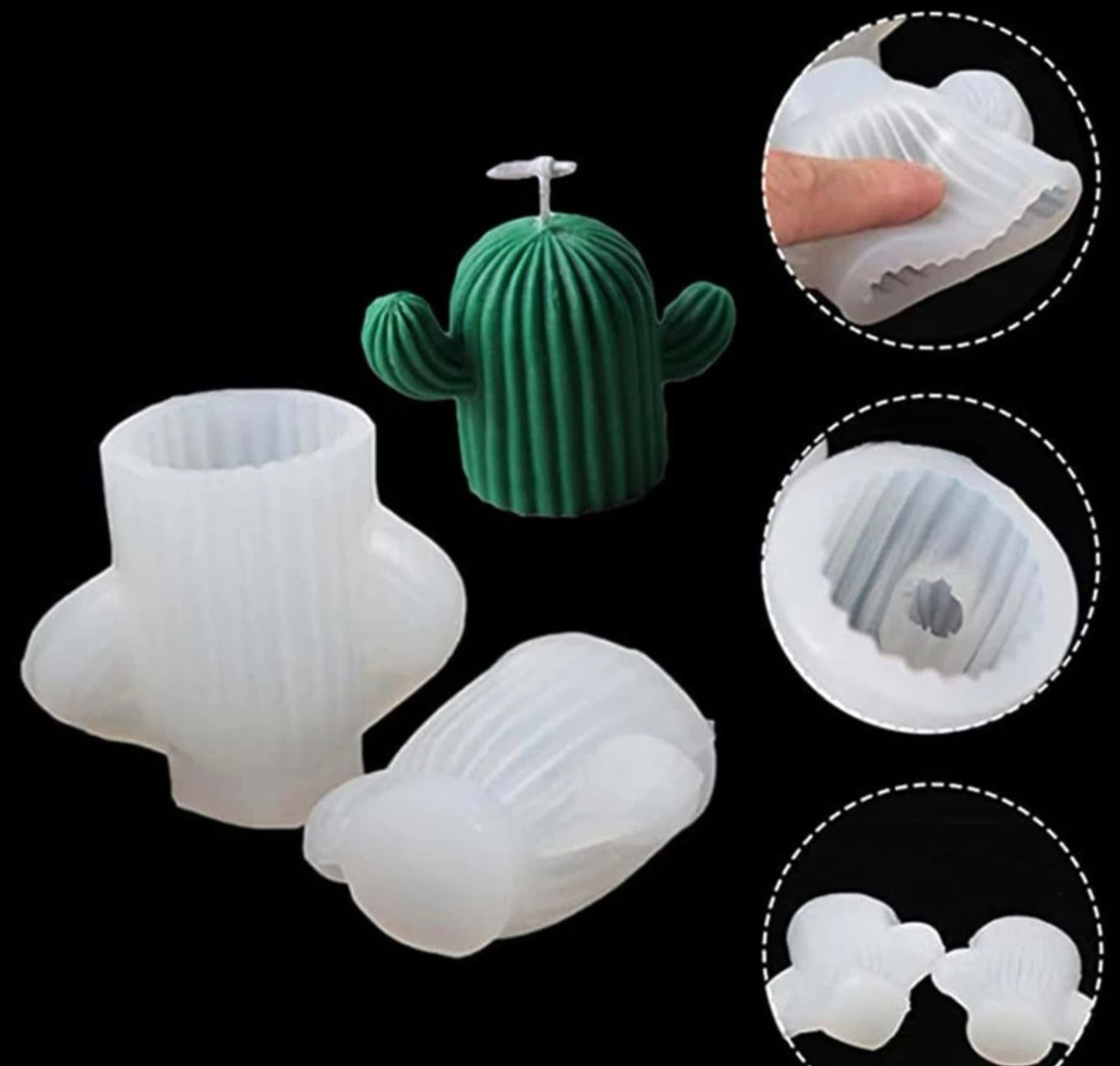 Molde de silicón para velas forma de cactus