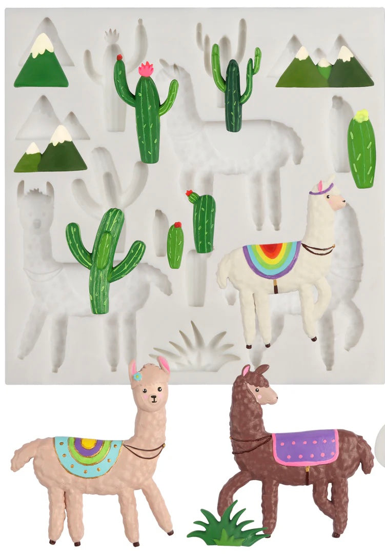 Molde de silicon llama y cactus