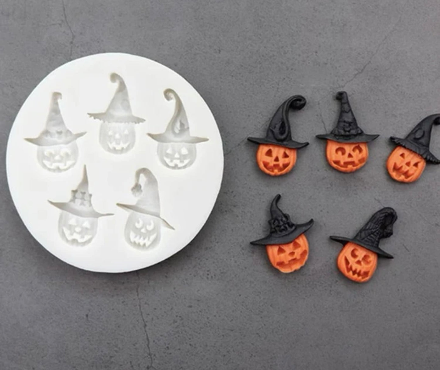Molde de silicon mini calabazas con sombrero