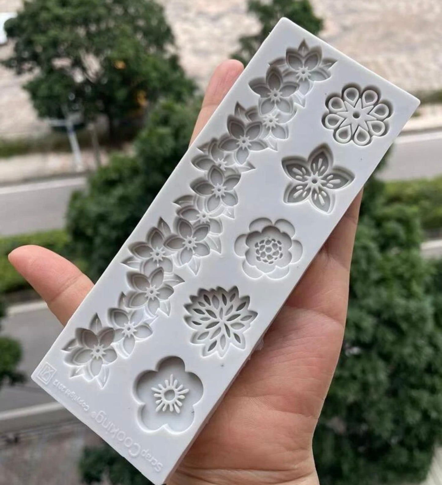 Molde de silicon cinta de flores y flores varias