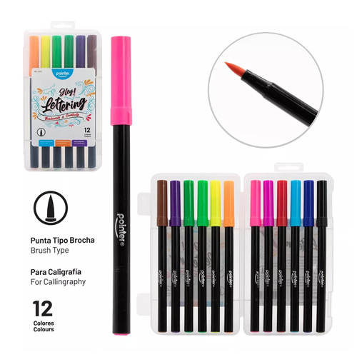 Marcadores lettering Pointer 12 colores