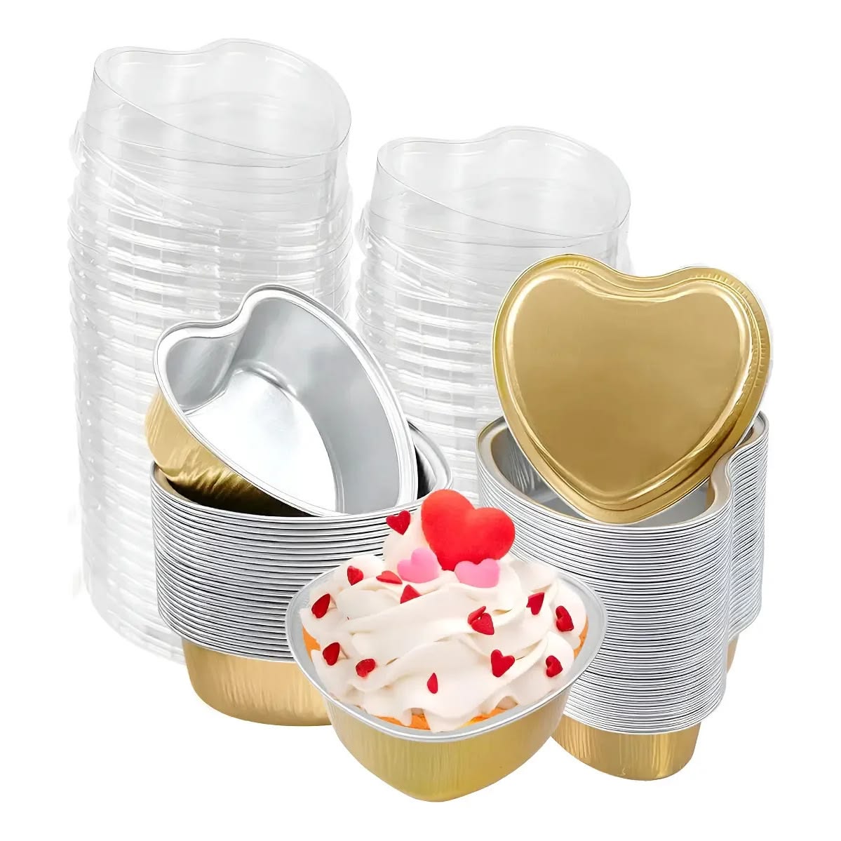MINI FOIL PAN CORAZON CON TAPA 100ML