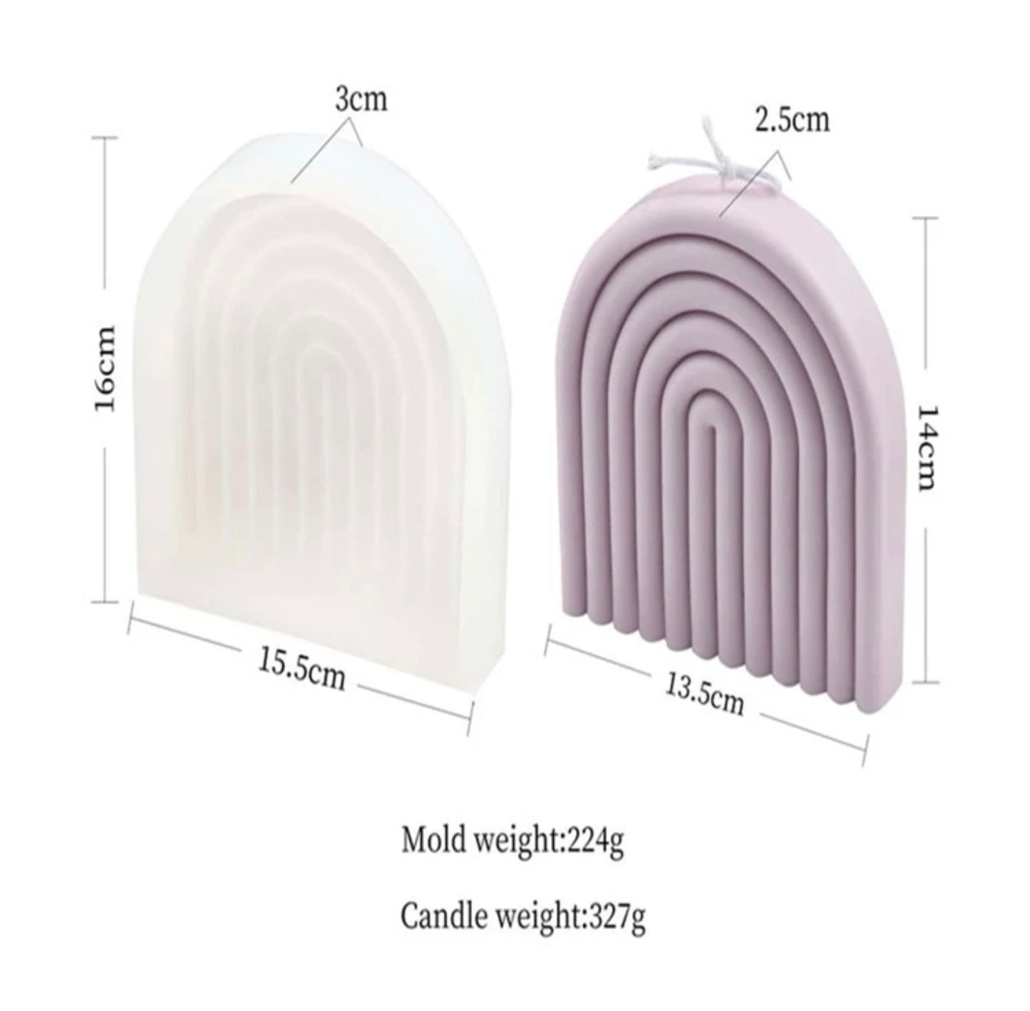 Molde de silicón para velas forma de arcoíris