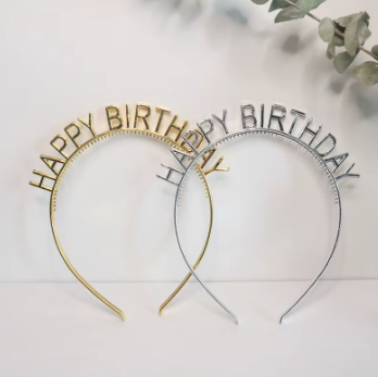 Cintillos Happy Birthday Colores metálicos 10 unidades