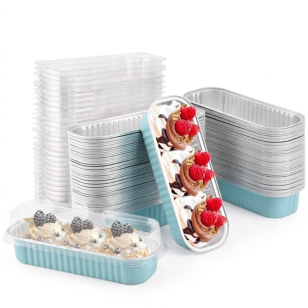 MINI FOIL PAN RECTANGULAR CON TAPA 200ML