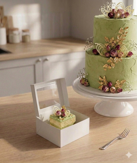 CAJA BLANCA POSTRE #1 CON VENTANA 12X9X5.5CM